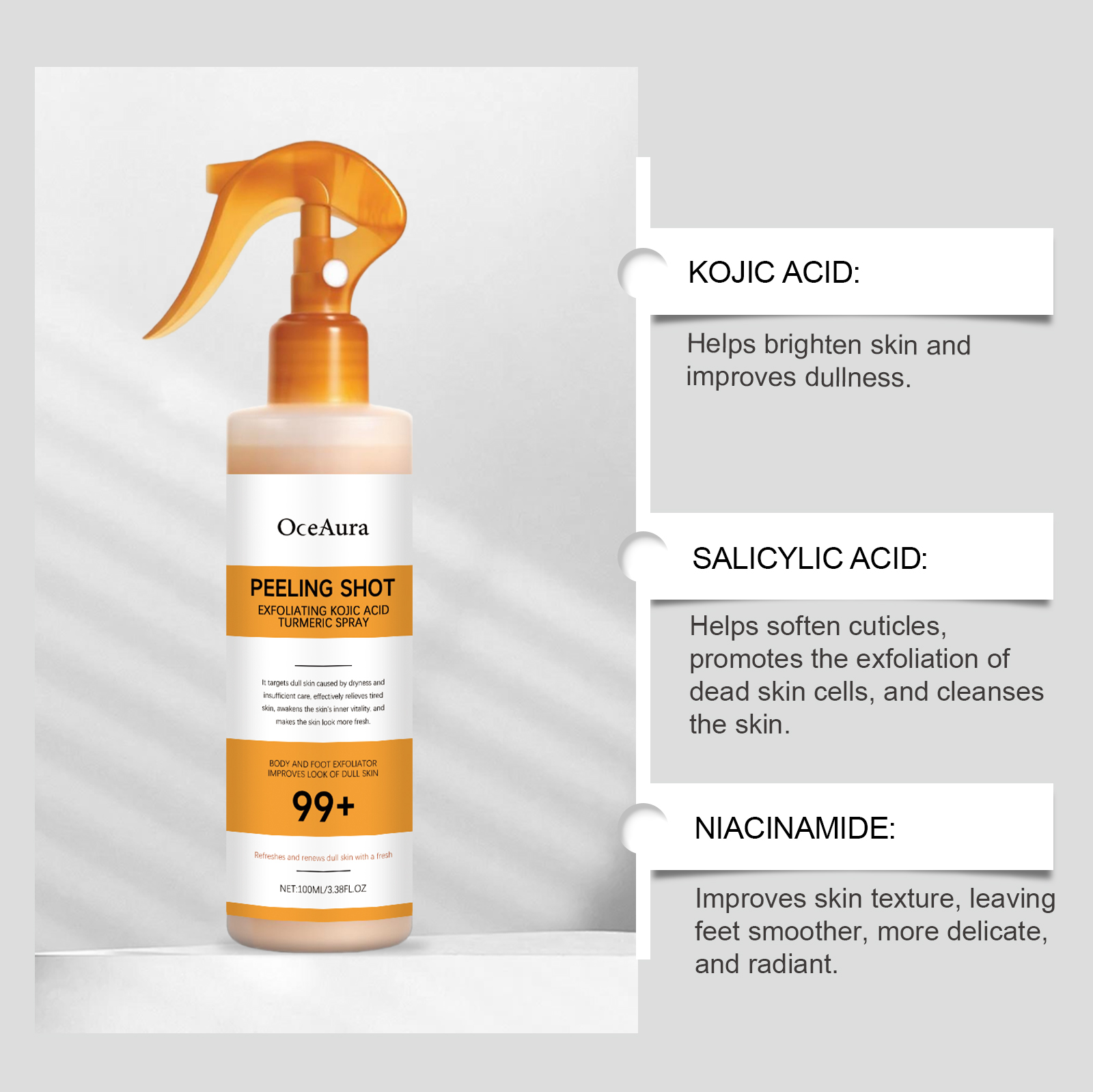 สเปรย์และเซรั่มโคจิก แอซิด ขมิ - Glycolic Acid Exfoliant บทวิจารณ์และราคา